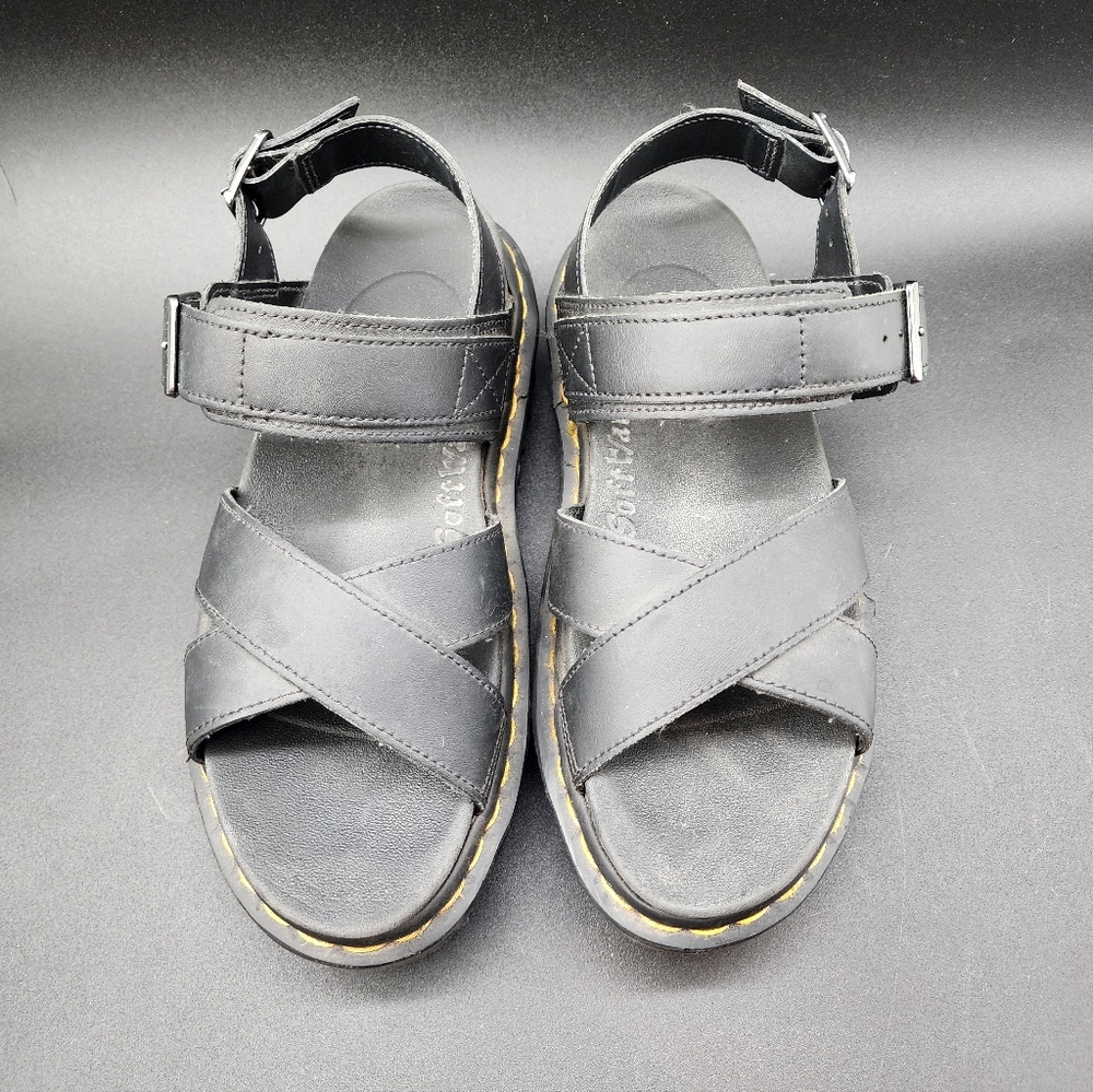 Dr. Marten's Voss II Bkack Leather Sandals Size 6M Pre Owned